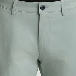 peter england Men Slim Fit Green Cotton Blend Trousers image 5