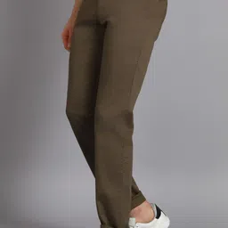 parx Men Slim Fit Khaki Cotton Blend Trousers image 3