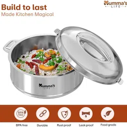 mumma's life Stainless Steel Casserole | Hot Food, Easy to Store| Hygiene | Thermoware Casserole image 4