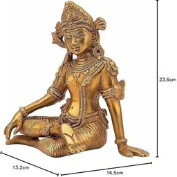 brassaura Brass Idol of Indra Dev for Home Decor in Gold Color Height 6 Inch Decorative Showpiece - 23.6 cm image 4