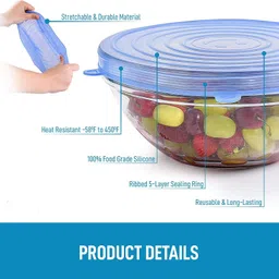 losif Silicon Stretchable Lids, Silicone Lids and Cover -6 pc Multicolor 8 inch Lid Set image 2