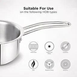 classic essentials Triply Stainless Steel Induction & Gas Friendly Sauce Pan 16 cm diameter 1 L capacity image 4