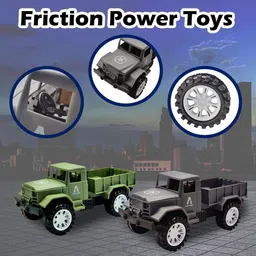 funblast Military Truck Toy for Kids, Pull Back Vehicles Army Tractor Truck with Open Bod image 3