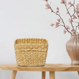 habereindia Seagrass Dustbin,Home & Office Dustbin,Dry Waste Bin-Beige,Rectangular (Small: 20X20X10 Cm) image 1