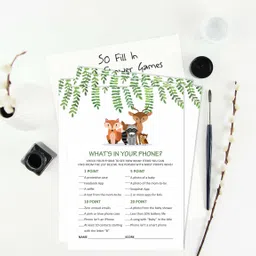 inkdotpot 50 What's in Your Phone Baby Shower Game Cards Activity Animals Party Supply Invitation Card image 4