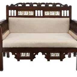 mudramark from pepperfry Teak Wood 2 Seater Sofa in Beige Finish image 4