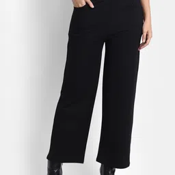 next one Women Loose Fit Black Lycra Blend Trousers-picture-16