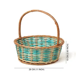 habereindia Wicker Serving Basket- Medium (Blue) image 2