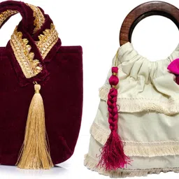 athizay Women Maroon, Pink, White Potli-picture-13