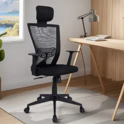 mintwud from pepperfry Jurou Breathable Mesh High Back Ergonomic Chair in Black Colour-picture-30