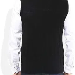 mastu Men Solid V Neck Black Sweater image 2