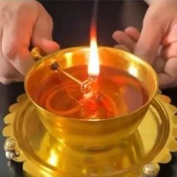 twilight Traditional Brass Diya for Pooja Brass, Glass Table Diya image 2