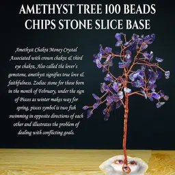 muren Amytheyt Purple Stone With Agate Slice Base Vastu Good Fortune Crystal Tree for Home/Office D cor for Gift - 100 Beads image 4