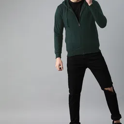 adbucks Men Full Sleeve Solid Hooded Sweatshirt image 4