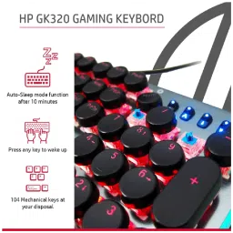HP GK600YS Wired Gaming Keyboard with Backlit Keys (Scratch Resistant, Black) image 4