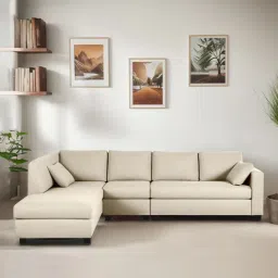 mintwud from pepperfry Bingo Fabric RHS Sectional Sofa (3+ Lounger) In Creamy Cashmere Colour-picture-8