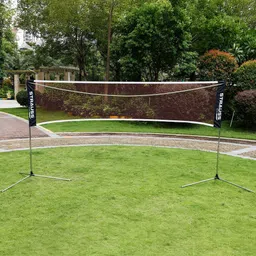 strauss Badminton Net With Stand Poles | Eye Size 1.3*1.3cm Badminton Net image 1