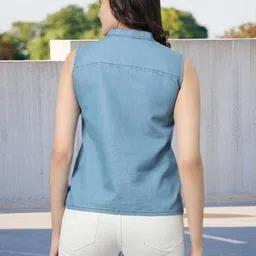 houseofcommon Women Regular Fit Self Design Button Down Collar Casual Shirt image 2