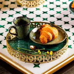 izzhaar Green Garnet Marble & Metal Serving Tray image 1