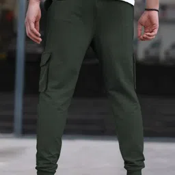 tripr Men Solid Dark Green Track Pants image 2