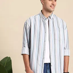 mast & harbour Men Regular Fit Striped Casual Shirt-picture-11