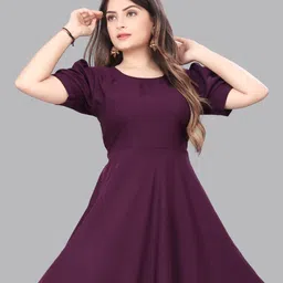 ozex Women A-line Purple Ankle Length Dress image 4