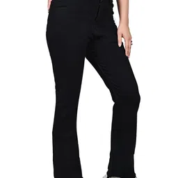 urban a-line Women Flared Mid Rise Black Jeans image 3