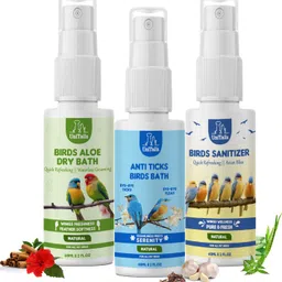 3 In 1 Complete Grooming Kit For Birds - Instant Waterless Spray Bird Shampoo Allergy Relief, Anti-fungal, Anti-itching, Anti-Bacterial, Conditioning, Flea and Tick Fresh, Anti Ticks Birds Bath 60ml, Birds Aloe Dry Bath 60ml, Bird Sanitizer 60ml, Bird Shampoo-image-42