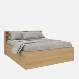 casacraft from pepperfry Aqua Queen Size Bed In French Oak Finish With Box Storage image 4