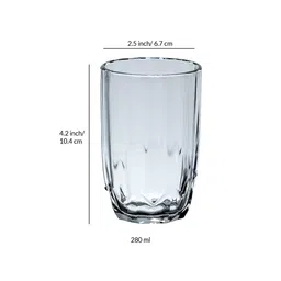 ceradeco Transparent 280 ml Glass Lotus Cut Designed (Set of 6) Everyday Glasses image 3