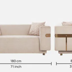 casacraft from pepperfry FiorIni Fabric 2 Seater Sofa In Oberon Parchment Colour image 2