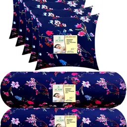 actos Combo Set Of 5 Cushion And 2 Microfibre Floral Bolster Pack of 7-picture-33