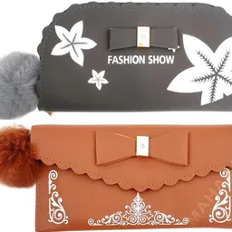 mahabal Casual, Party, Formal Grey, Brown Clutch-picture-37