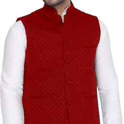 aaryavar Men Checkered Nehru Jacket-picture-20