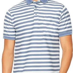 cnw Men Striped Polo Neck Polycotton Blue T-Shirt-picture-45