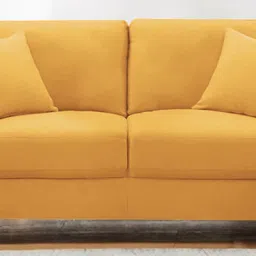 febonic Daroo Velvet 2 Seater Sofa in Turmeric Yellow Colour image 1