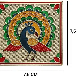 divypath Wooden Meenakari Puja Bajot 3x3 Inch – Mandir Stand (Pack of 5) Wooden Pooja Chowki image 2