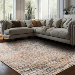 sapana carpet-mats Cream Abstract Polyester 4 ft X 6 ft Machine Made Carpet-picture-40