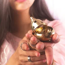 KAPER Light Up Your Diwali: Charming Brass Diya for Puja and Festive Decorations Brass (Pack of 2) Table Diya Set image 5