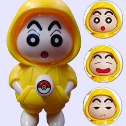 yaykid Funny Shinchan Yellow Hoodie Toy Expression Changing Cute Desk Collectible Fun-picture-21
