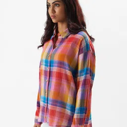 the souled store Women Boxy Fit Checkered Spread Collar Casual Shirt-picture-19