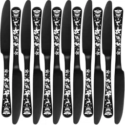 oicia Black 9" Sharp Butter Knives, Dinner Knives Set, Table Knife, Jam Spreader Knife Stainless Steel Steak Knife Set-picture-23