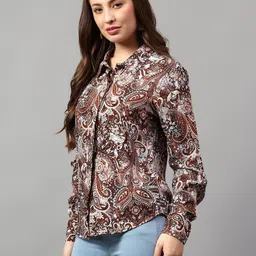 nksa fashion Women Regular Fit Floral Print Cut Away Collar Casual Shirt image 3