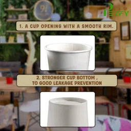 perfy Paper Biodegradable Paper Cups 120ml – Eco-Friendly Disposable Hot Cups, White Pack-25 image 2