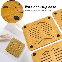 hexoniq Wooden Heat Resistant Non-Slip Insulation Trivet Coaster Table Mat Wooden Trivet image 4