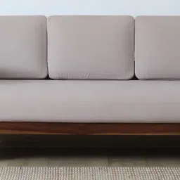 woodsworth from pepperfry Petra Sheesham Wood 3 Seater Sofa In Beige Colour image 1