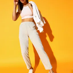 clothina Women Solid Beige Track Pants image 2