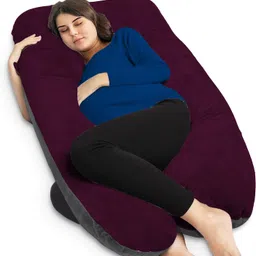 mom's moon Microfibre Pregnancy Pillow Pack of 1 Solid Luxurious Reversible Velvet-picture-24