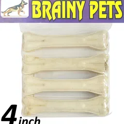 brainy pets Premium Quality Rawhide Pressed Calcium Bones of 4 Inches-Healthy Treats for Dog Milk, Chicken Dog Chew-picture-17