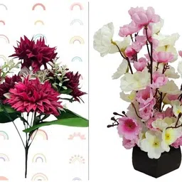 oak leafs Hanging Flowers With Wooden Planters Stand For Balcony Home Office Etc_301 Multicolor Eucalyptus Artificial Flower with Pot-picture-28